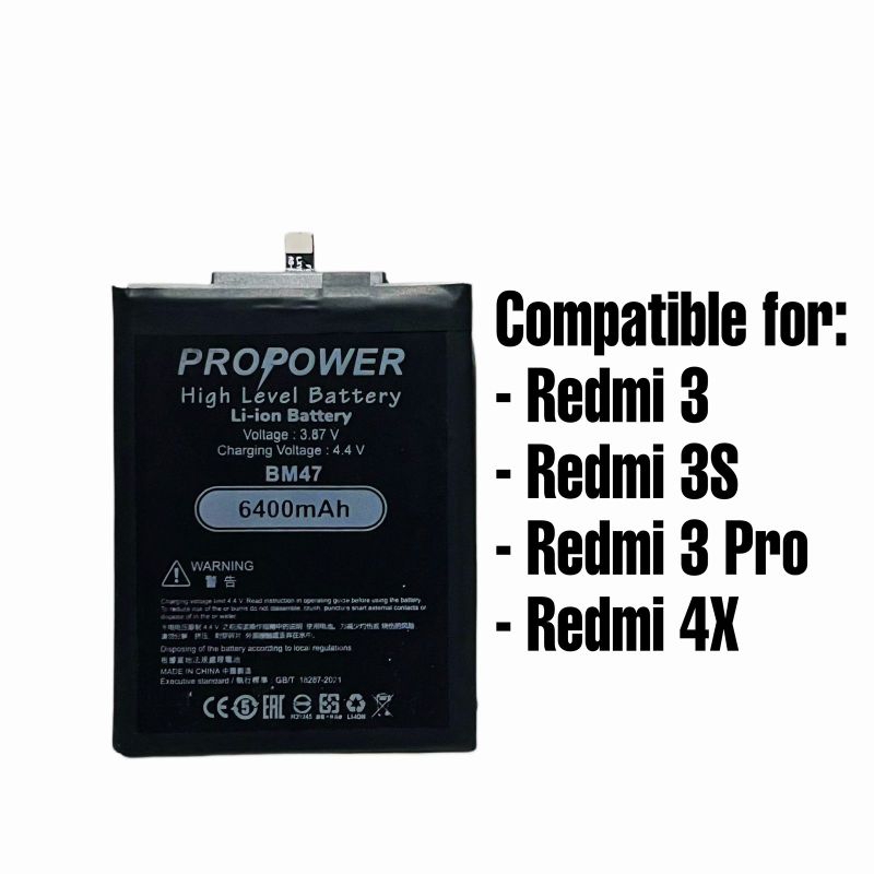 BATERAI PROPOWER BM47 6400mAh COMPATIBLE FOR XIAOMI REDMI 4X REDMI 3 3S 3PRO GARANSI 1 BULAN