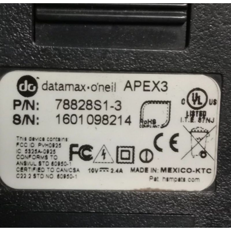 printer datamax APEX3 - 10Vdc - 2,4Amp jual opreker lengkap