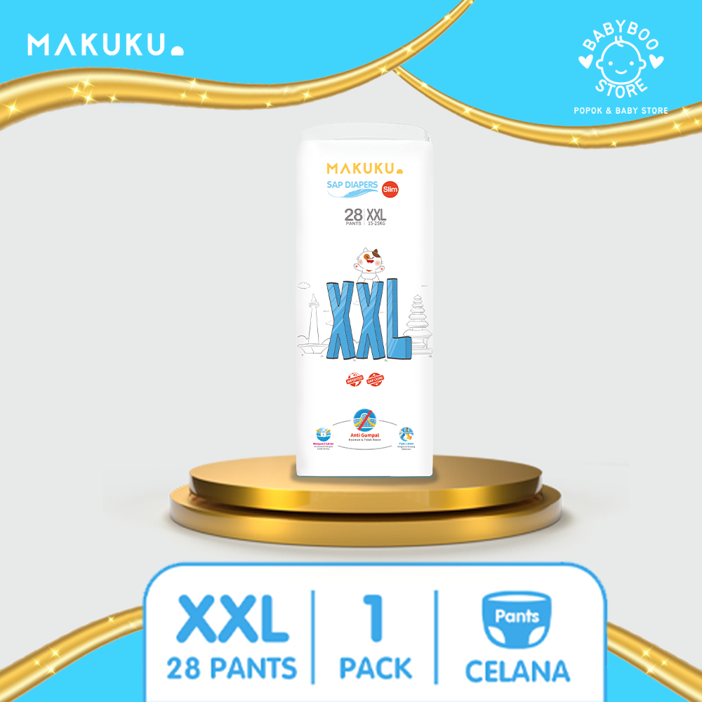 MAKUKU SAP Diapers Slim Pants XXL28 Popok Bayi Celana Tipis Anti Gumpal Cepat Kering dan Mencegah Ruam