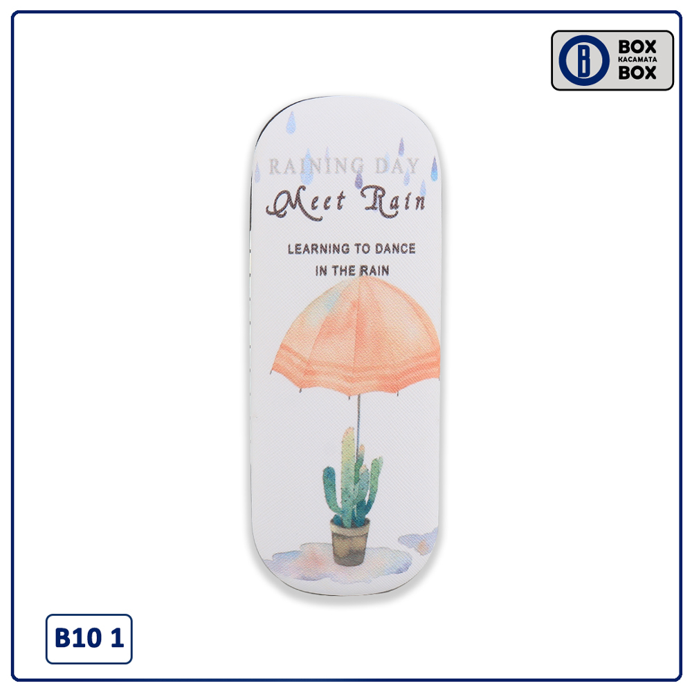 Box / Tempat Kacamata Hard Case Kuat Cepuk Magnet Motif Meet Rain Umbrella Soft Colour B10