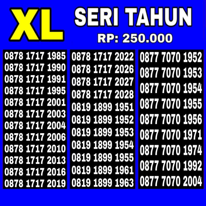 Nomor Cantik XL 4G Seri Tahun Lahir