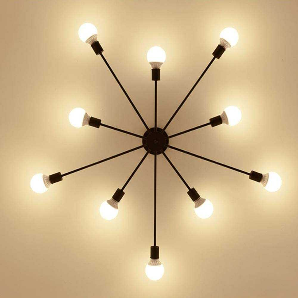 Fitting Lampu Plafon LED Minimalis Retro Cabang 10 E27 Lampu Desain Elegan Interior Modern Cahaya Terang