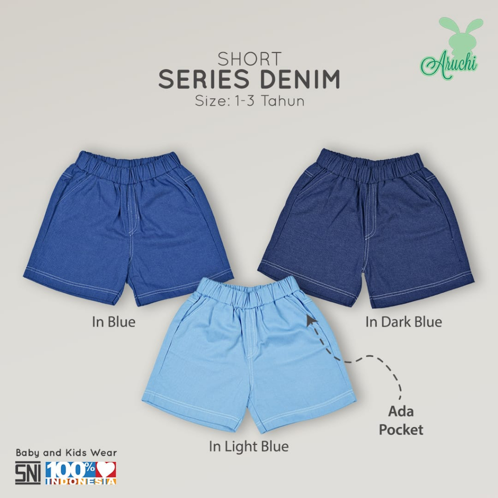 Simson Denim Series 1-3 Tahun Rok Jogger Celana Pendek Denim Anak Aruchi CBKS