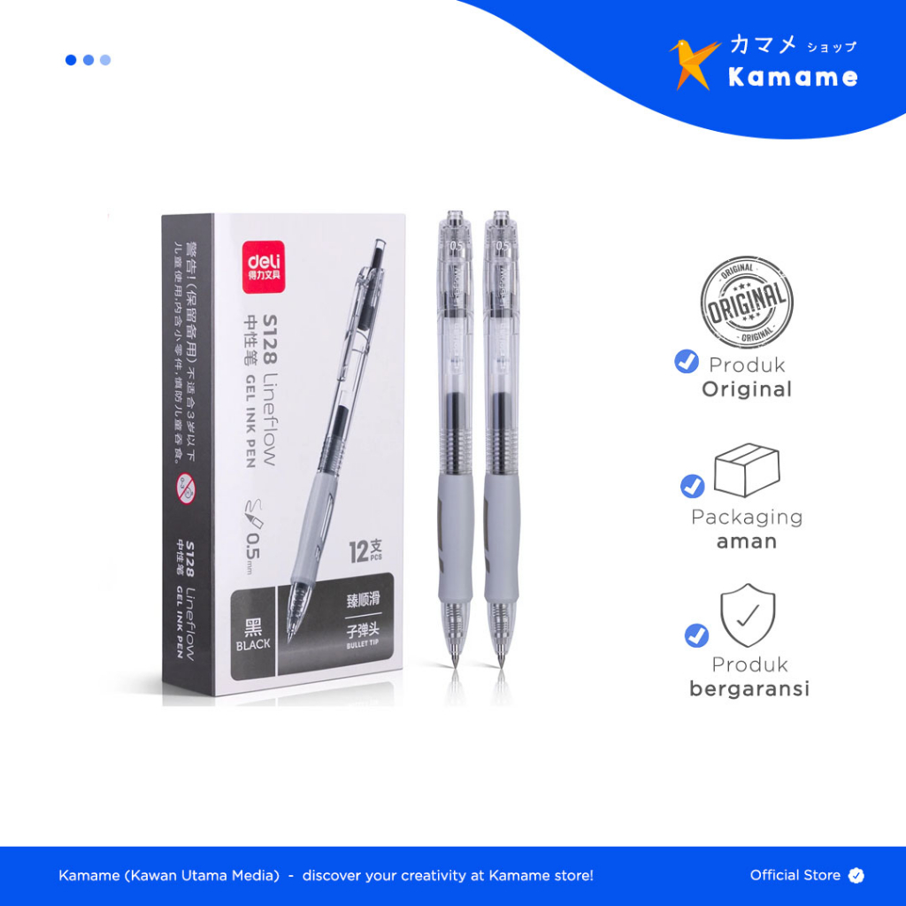 

Deli Gel Pen - Cetek 0.5mm Warna Hitam Penulisan Halus S128 - Kamame
