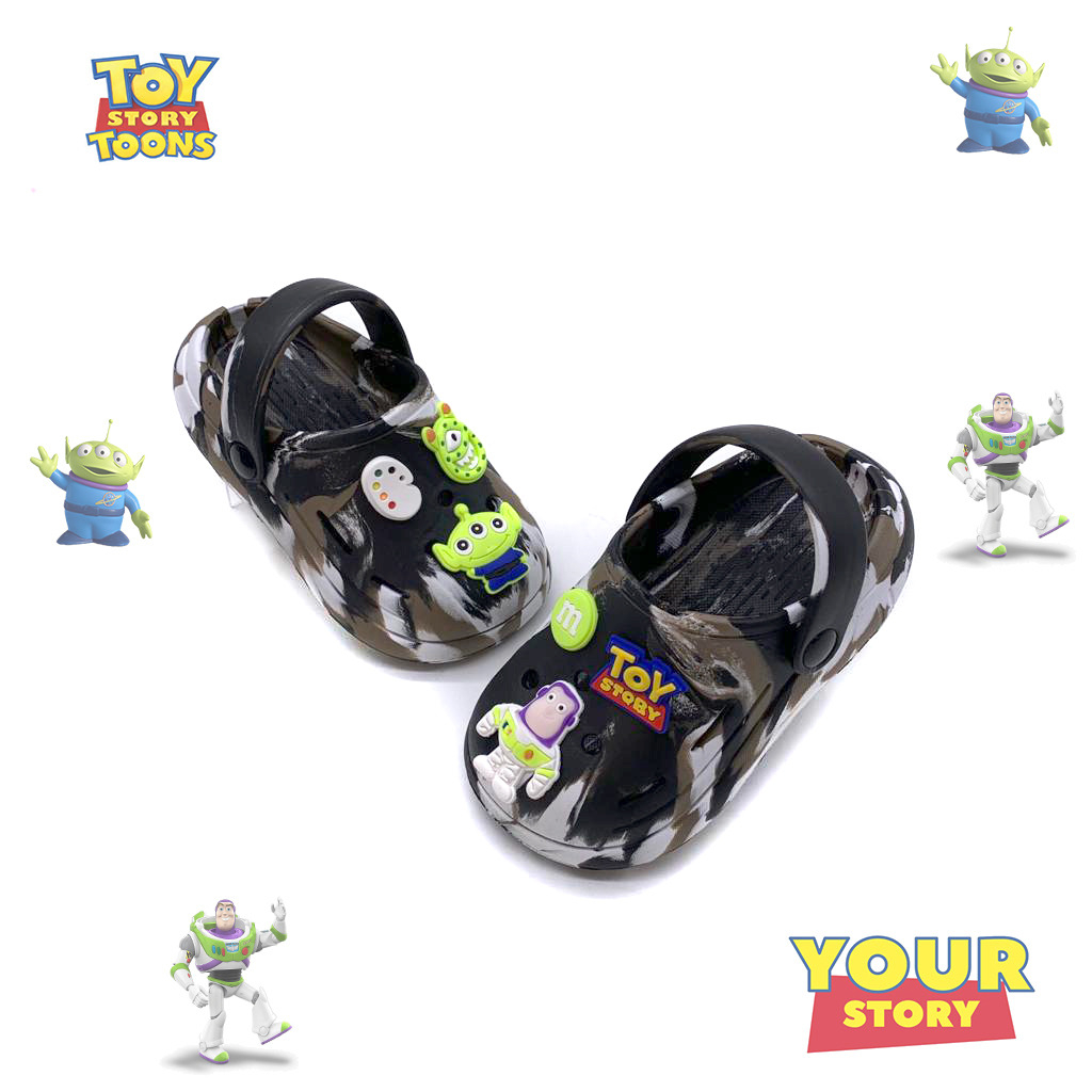 Sandal Baim Anak Stiker Toy Motif Loreng Lucu Kekinian Tali Belakang Uk.20-31