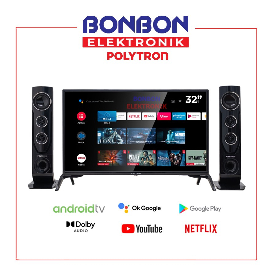 [GOJEK/GRAB] Polytron LED Smart TV 32 Inch PLD 32TAG9855 Android Tower