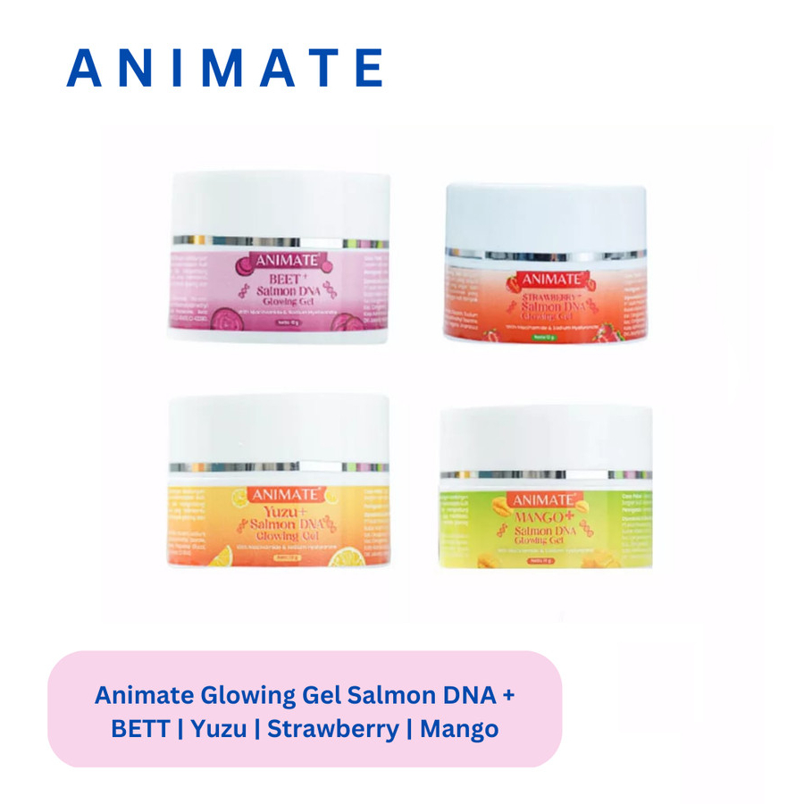 Animate Glowing Gel Beet + Salmon DNA Pelembab Wajah Moisturizer Animate Yuzu + Salmon DNA Glow Gel Mencerahkan Wajah Animate Skincare