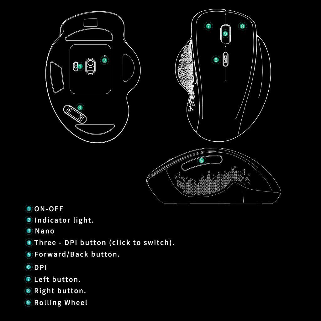 Actual 【COD】Wireless Mouse Rechargeable 2.4G Bluetooth USB Office Mute Gaming Mouse Support PC Laptop Tablet Mobile Phone With Type-C Adapter