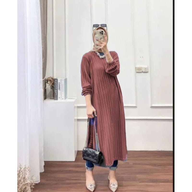 Long Tunik Wanita Terbaru 2023 Knit Premium Jumbo