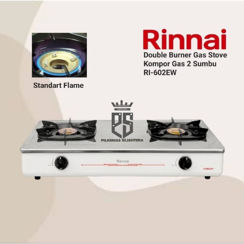 Kompor rinnai 2 sumbu RI602E Putih Kompor gas rinnai Gas stove Double burner RI 602EW rinnai 2 tungk