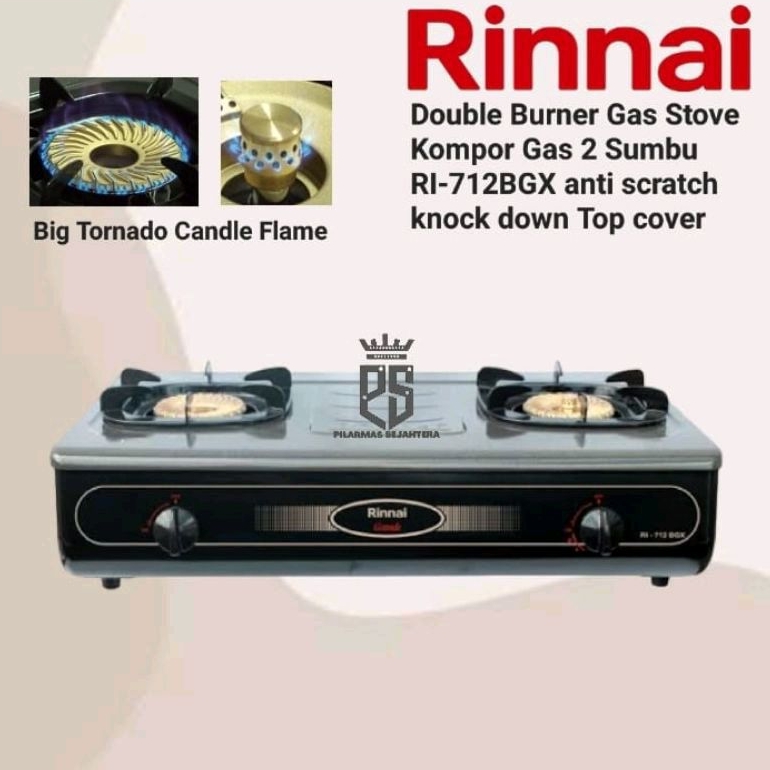 Kompor rinnai 2 sumbu RI712BGX anti scratch Kompor gas rinnai Gas stove Double burner RI 712BGX rinn