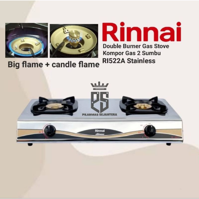Kompor rinnai 2 sumbu RI522A Kompor gas rinnai Gas stove Double burner RI 522A rinnai 2 tungku