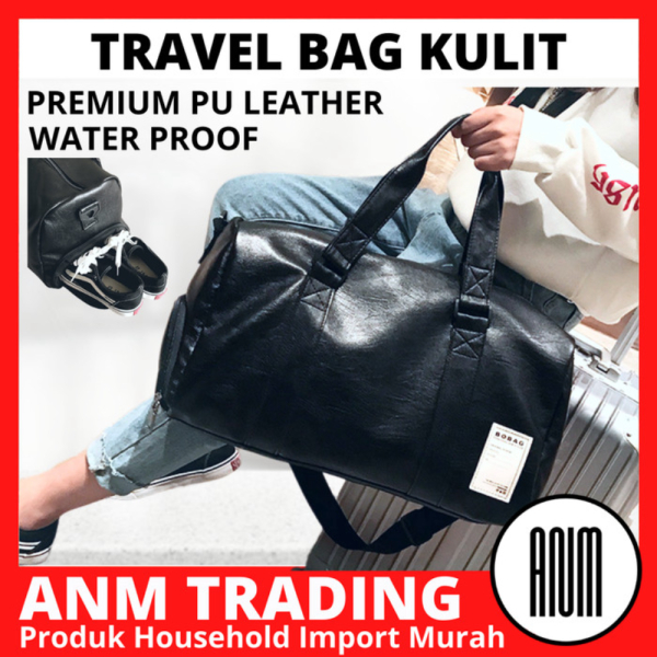 Unik Tas Travel / GYM / Sport Bag Pria Wanita Unisex Kulit - Hitam Diskon