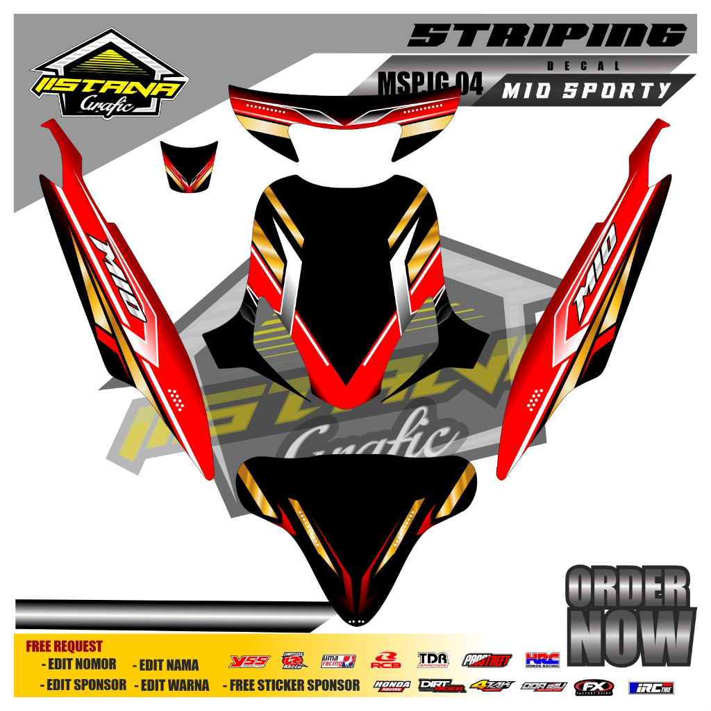 Sticker Striping MIO SPORTY FULL - Sticker Striping Variasi Motor MIO SPORTY FULL Motif Racing. MSP.IG.04