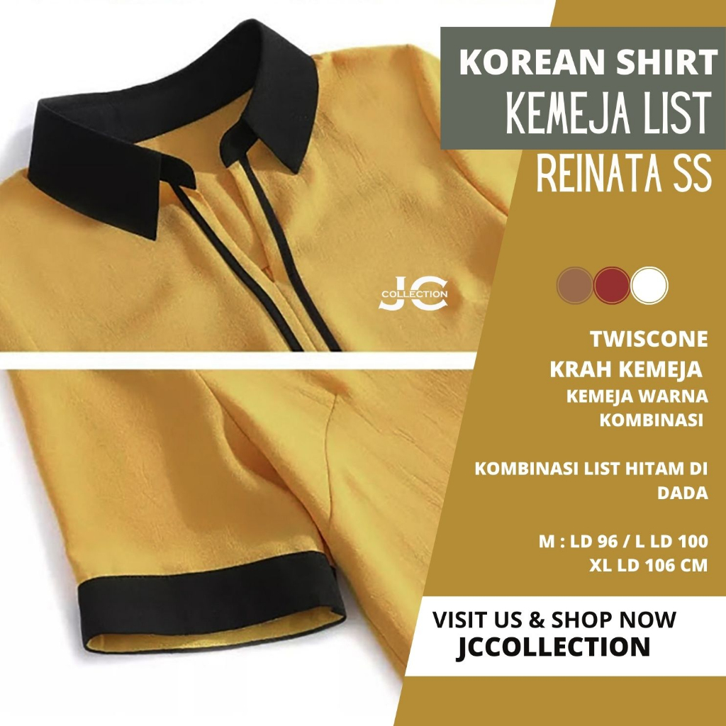 Blouse Korea Style Variasi List Krah Kemeja Renatta SS JCCollections