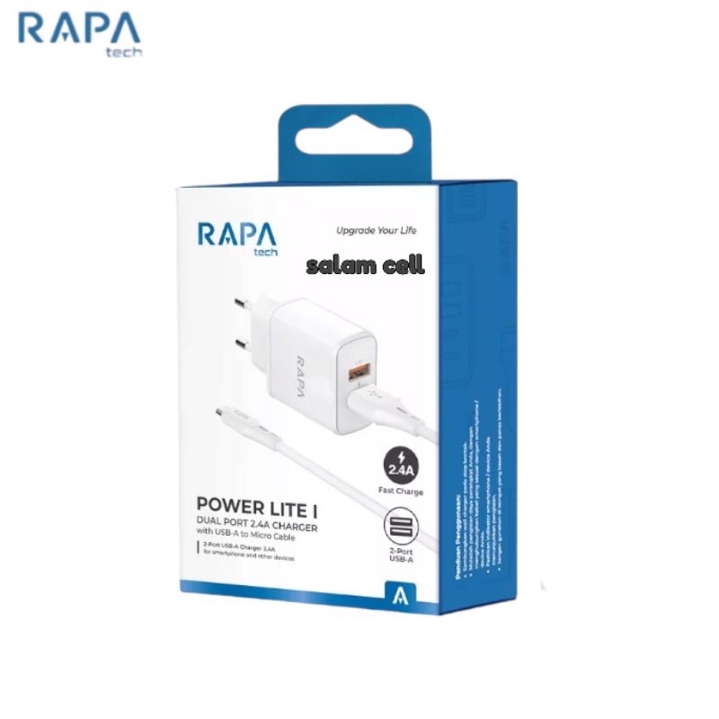 Charger Hp Micro Usb RAPA POWER LITE 1 Dual Port 12W Original Garansi Resmi