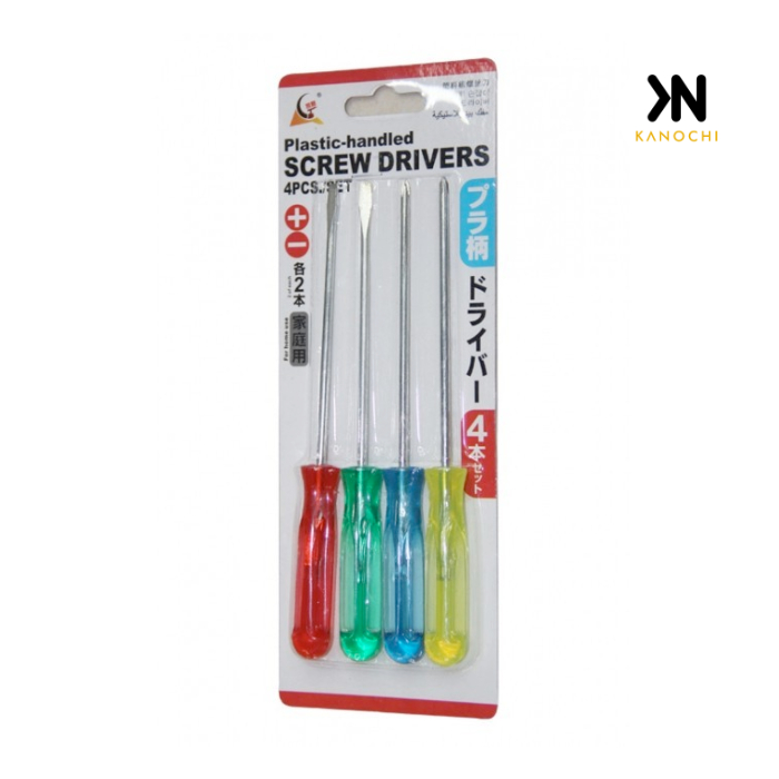 Obeng Set 4Pcs Screwdriver Tools Plus Minus 4mm 5mm Multifungsi 4 in 1