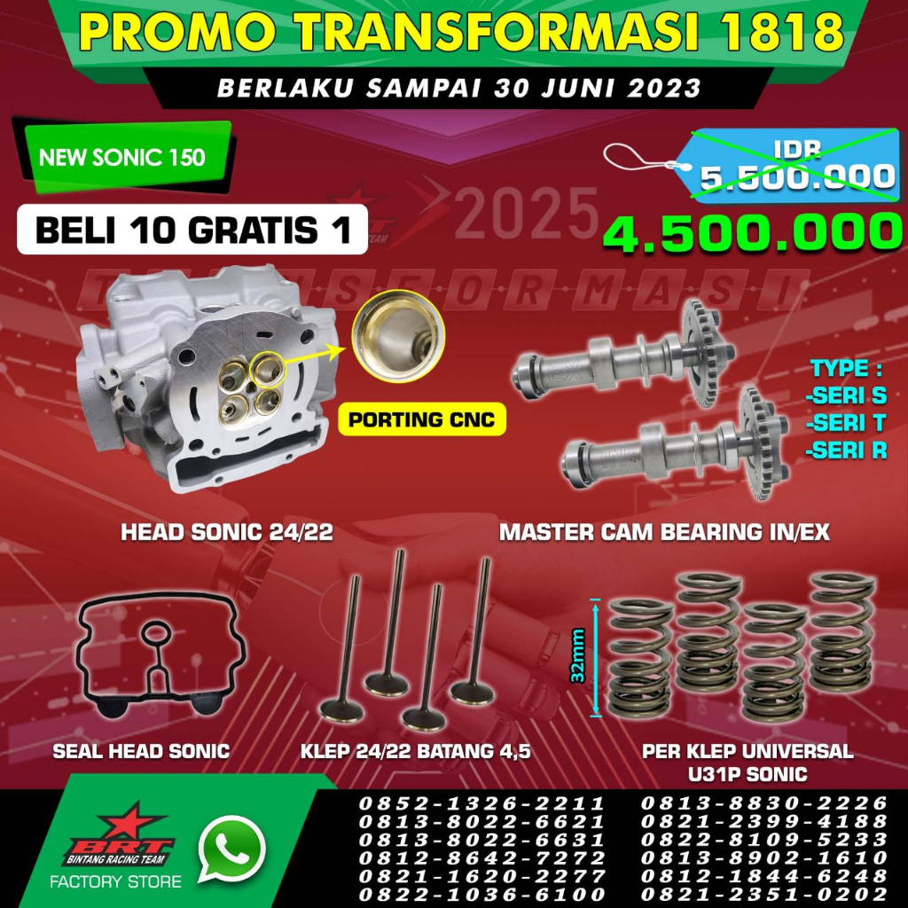 PAKET HEAD NEW SONIC 150 BRT