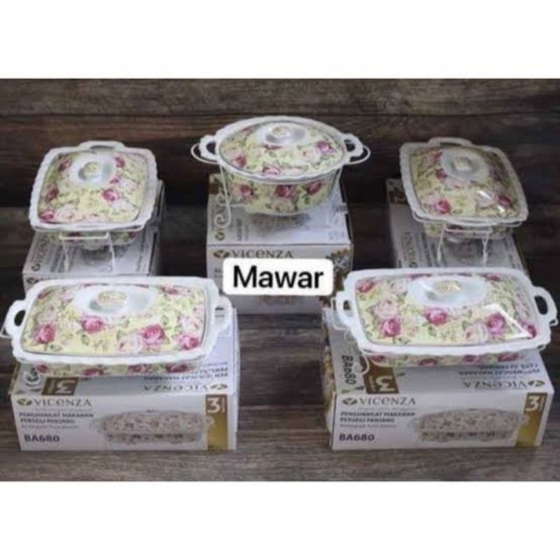 Prasmanan Set Wadah Saji Vicenza Mawar 4+1