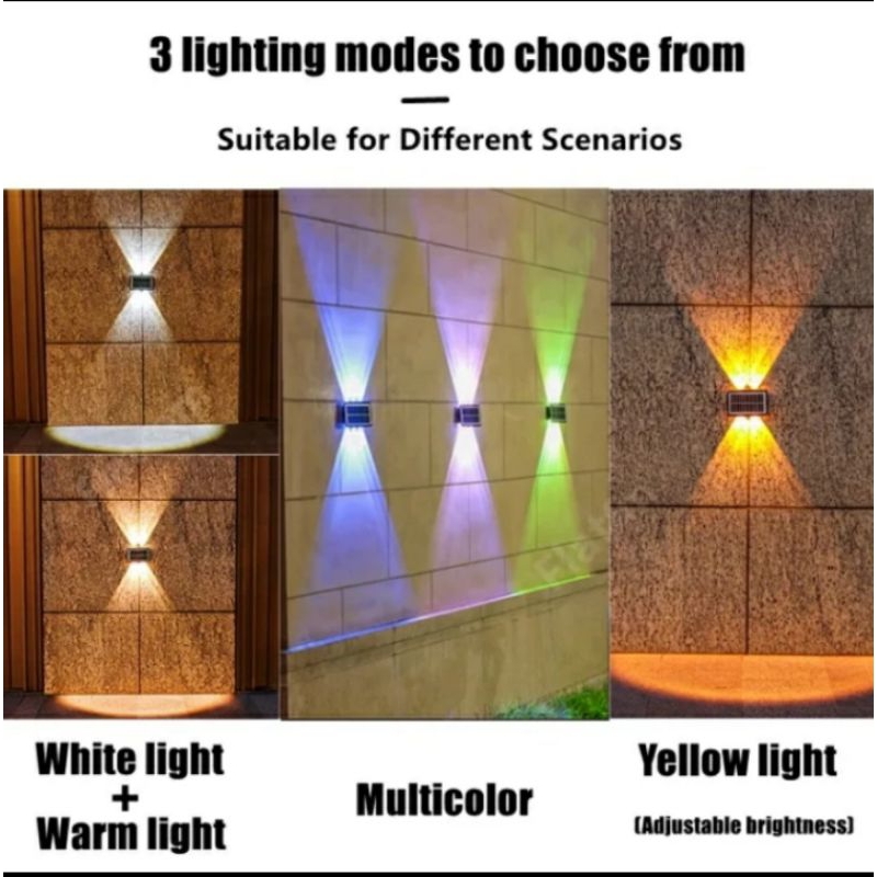 Lampu tenaga surya matahari Lampu dinding Led 4 RBG warna warni lampu tinggi dan luas lampu