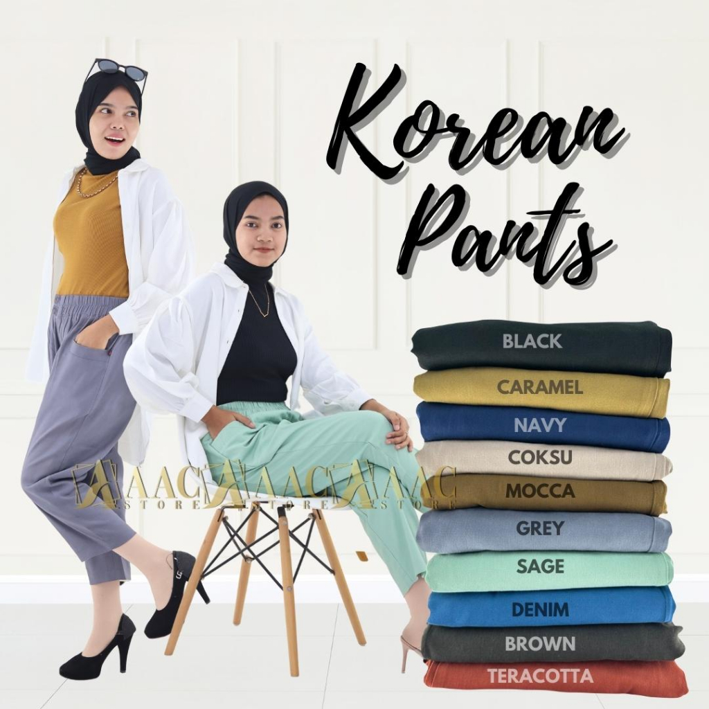 Celana Wanita 7/9 Korean Pants Crop / Celana Kasual Bahan Katun Combed Tebal Halus Allsize Sampai Jumbo