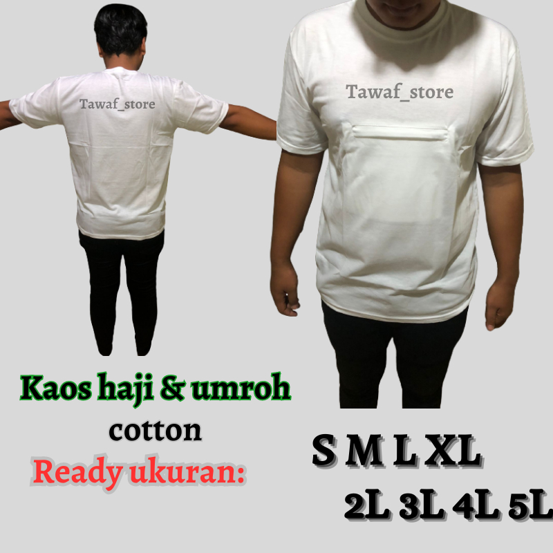 kaos haji dan umroh pria / kaos haji kantong depan pria jumbo / kaos oblong haji kantong / kaos resl