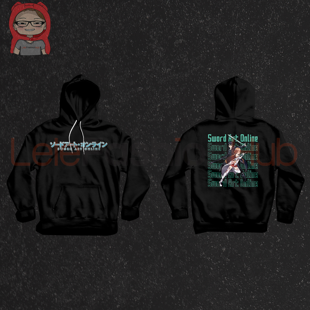 [Sword Art Online] Hoodie Anime Kirito & Asuna - Hitam