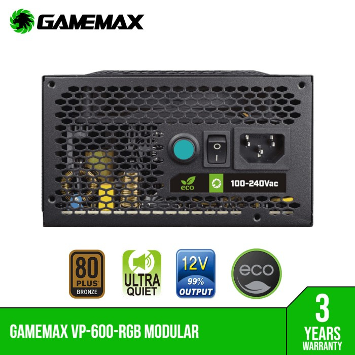 PSU Gamemax VP-600 RGB Modular Performance Gaming 80+ Bronze VP600