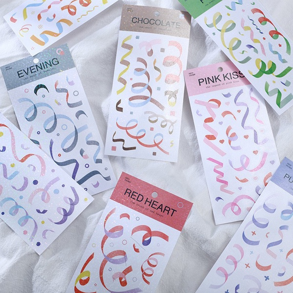 

[KICY] Stiker Deco RIBBON PARTY Sticker Confetti Lucu Aesthetic Dekorasi Notes Scrapbook Journal DIY