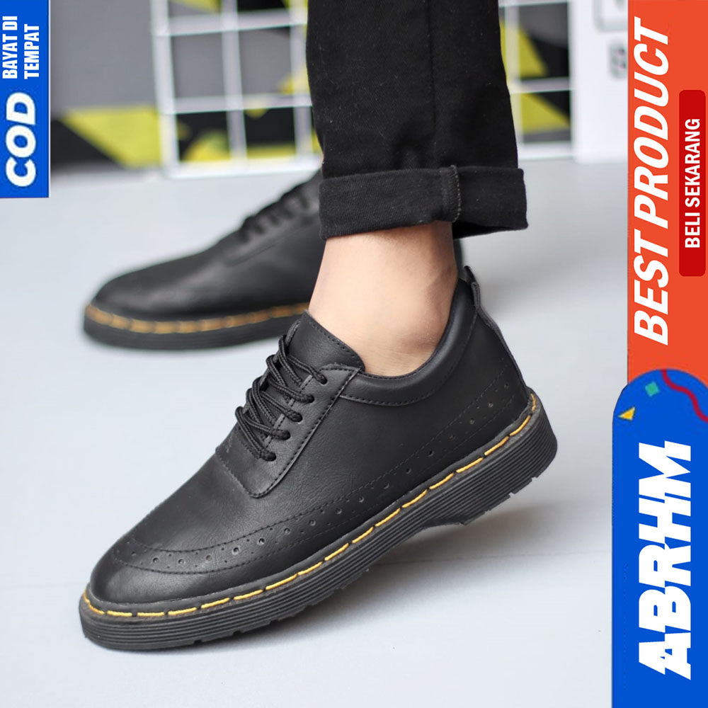 ABRHM Sepatu Formal Pantofel Hitam Casual Kerja Pria