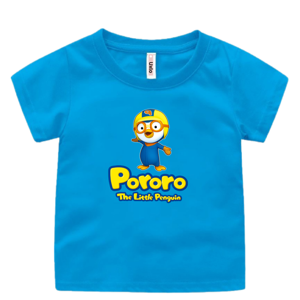 BAJU KAOS PORORO ANAK CEWE COWO MURAH UNISEX UMUR 2 SAMPAI 9 TAHUN UXLO FASHION