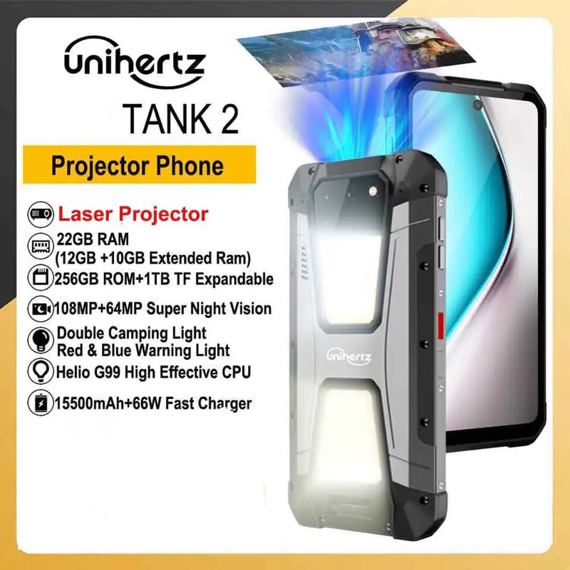 Unihertz Tank 2 Rugged Smartphone 15500mAh Helio G99 Android 13 NFC