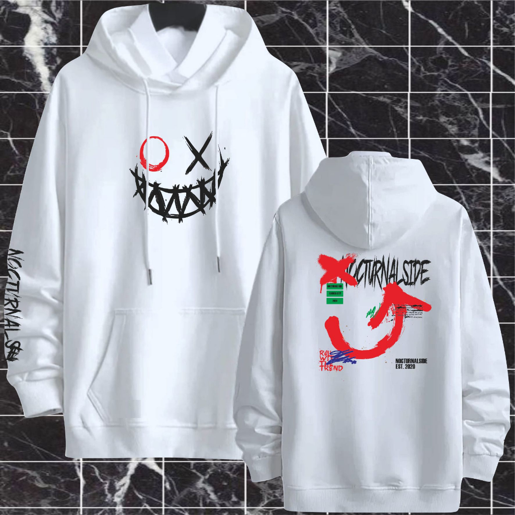 Atasan Jaket Hodie Anime Oversize Hoodie Pria Wanita Sewiter Hodi Animasi Kartun Jepang Suwiter Hody Hip Hop Keren Cowok Cewek Switer Switter Hudi Hudie Hudy Hody Distro Keren Terbaru Kekinian-LAUGH PUTIH