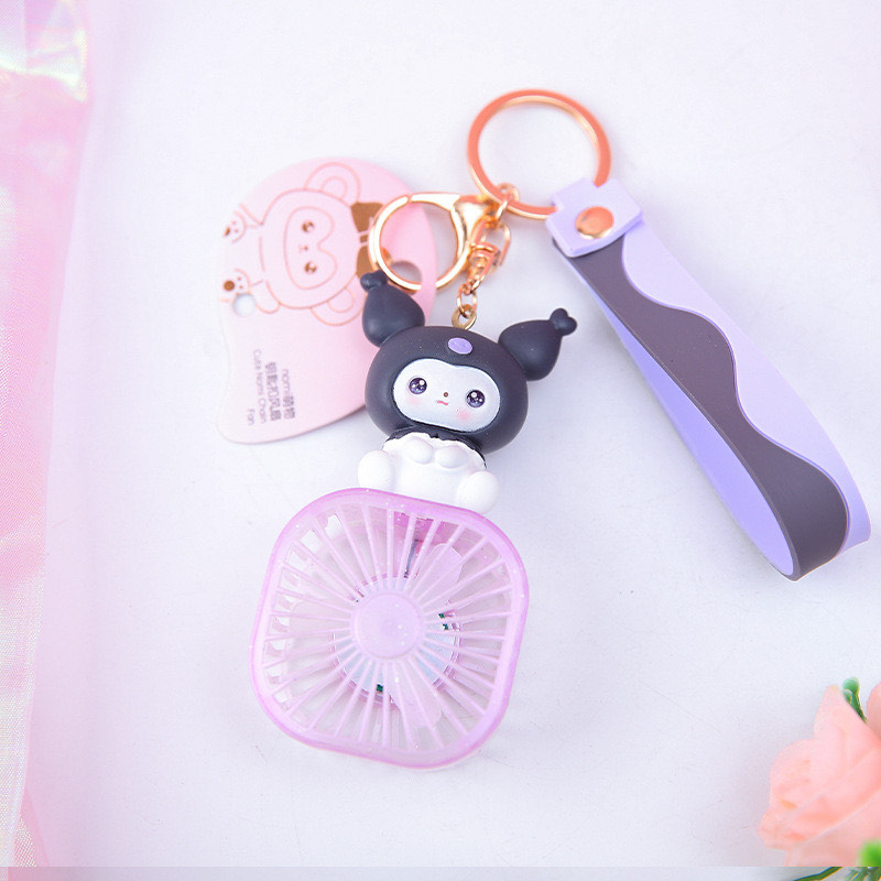 kipas angin mini portable keychain rechargeable KP010 sanrio princess kuromi cinamoroll ariel mini fan gantungan kunci