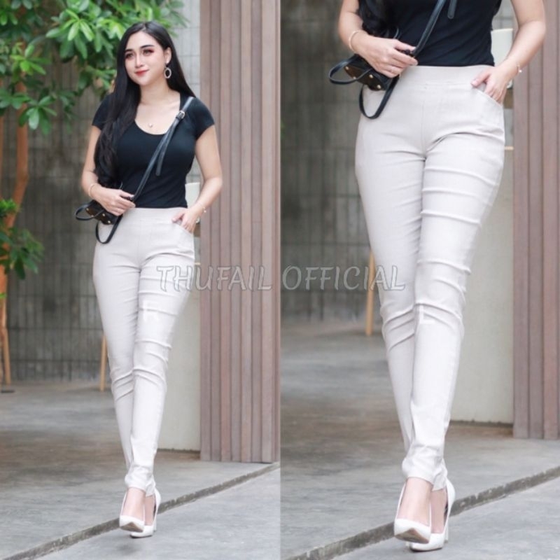 Elizabeth Pants / Chino Pants Wanita Bahan Tebal Stretch by Thufail Official