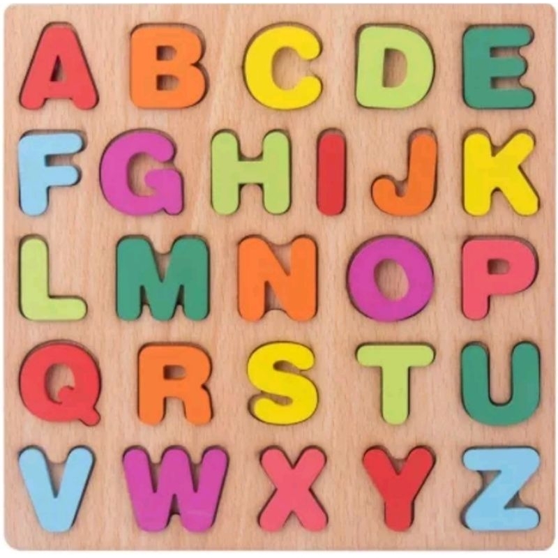 Mainan Edukasi Montessori Anak Puzzle ABC Alphabet Huruf Besar Kecil