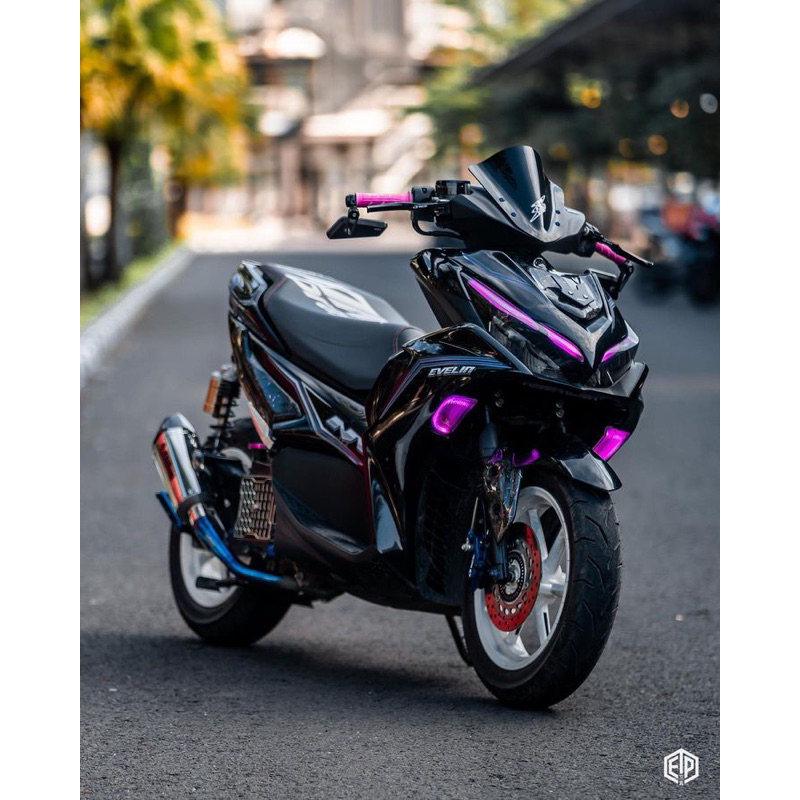 knalpot villan almo ailver header blue full system aerox nmax pcx vario beat