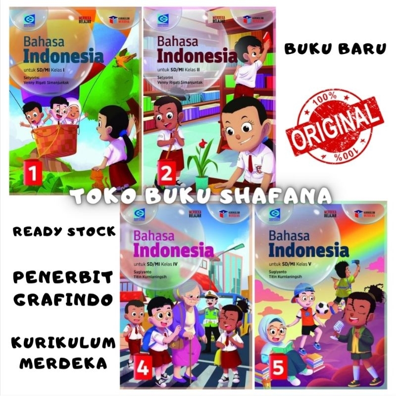 Buku Bahasa Indonesia Kelas 1 2 4 5 SD Grafindo Kurikulum Merdeka ( KURMER )