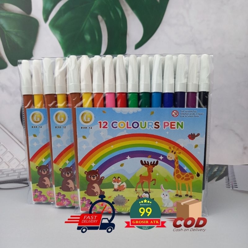 

Colours 12Pen/Spidol 12 Warna/Sepidol/Mewarnai/SPIDOL Murah