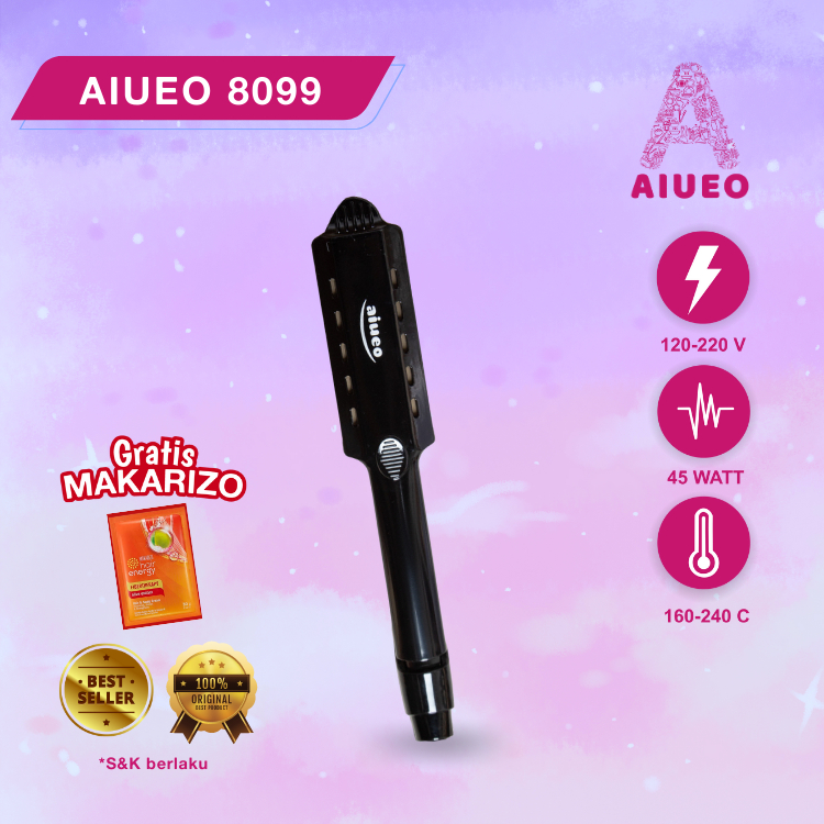 [GARANSI 18BLN] • Catokan Rambut Curly and Hair Straightener AIUEO 8099 3in1 Alat Catok Meluruskan dan Keriting Rambut