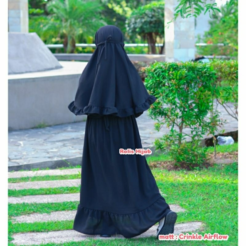 GAMIS POLOS ANAK PEREMPUAN GAMIS CRINKLE GAMIS HITAM