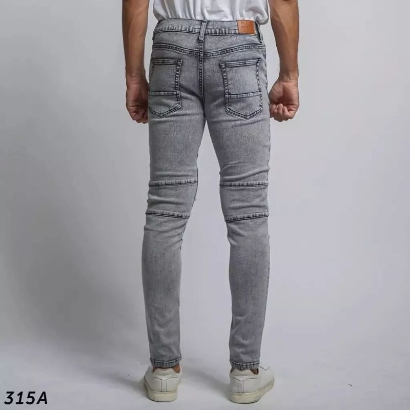 Celana Jeans Sobek Ripped Panjang Pria - Skinny Jeans Bikers Pria Premium