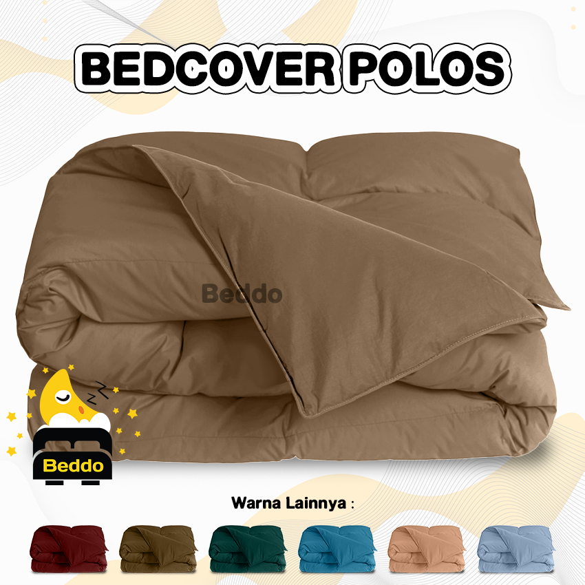 Beddo Bedcover Only 120x220 150x220 180x220 Double Plain/polos Warna Abu Maroon Putih Biru Hitam Ungu Hijau Sage Kuning Navy