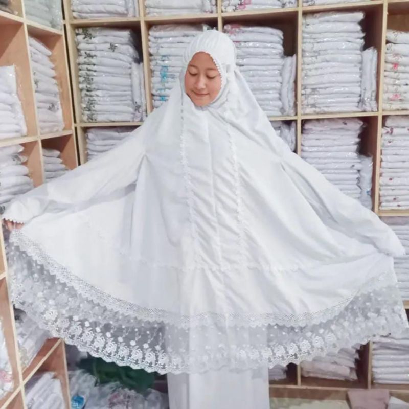 Mukena Haji potongan berlengan polos Mukena Putih JUMBO Mukenah Putih Polos Mukena Ihram