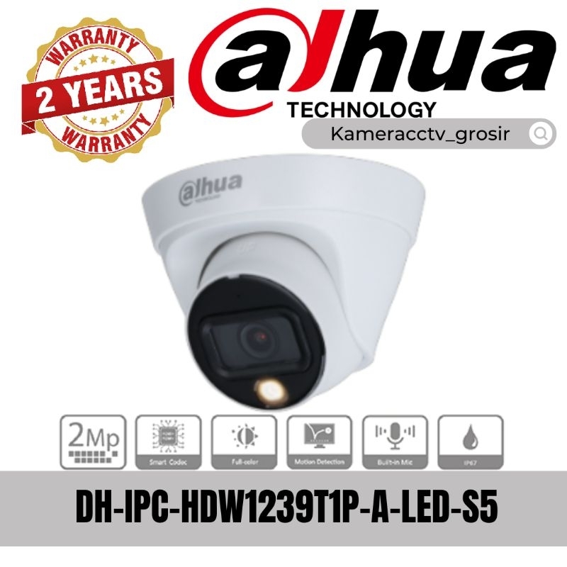 IP CAMERA 2MP DAHUA INDOOR DH-IPC-HDW1239T1P-A-LED-S5 FULL COLOUR