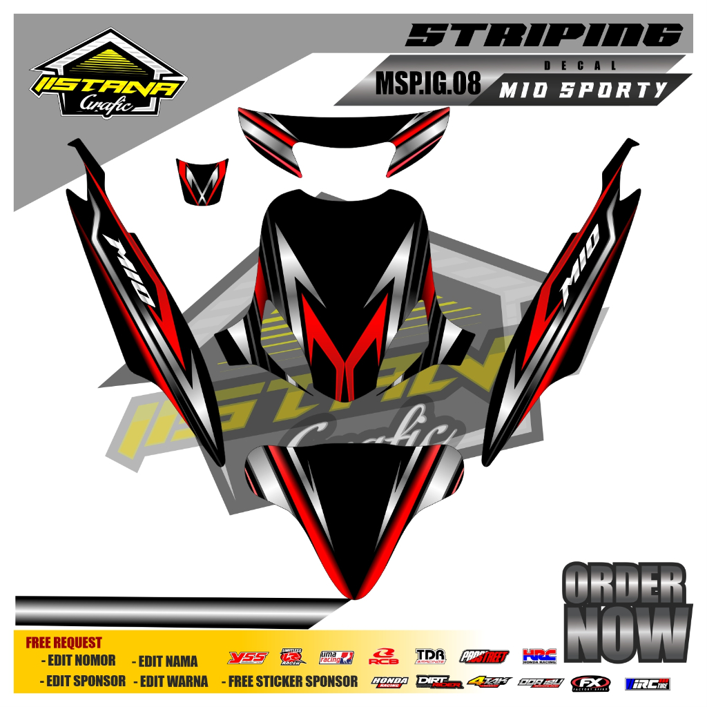 Sticker Striping MIO SPORTY FULL - Sticker Striping Variasi Motor MIO SPORTY FULL Motif Racing. MSP.IG.09