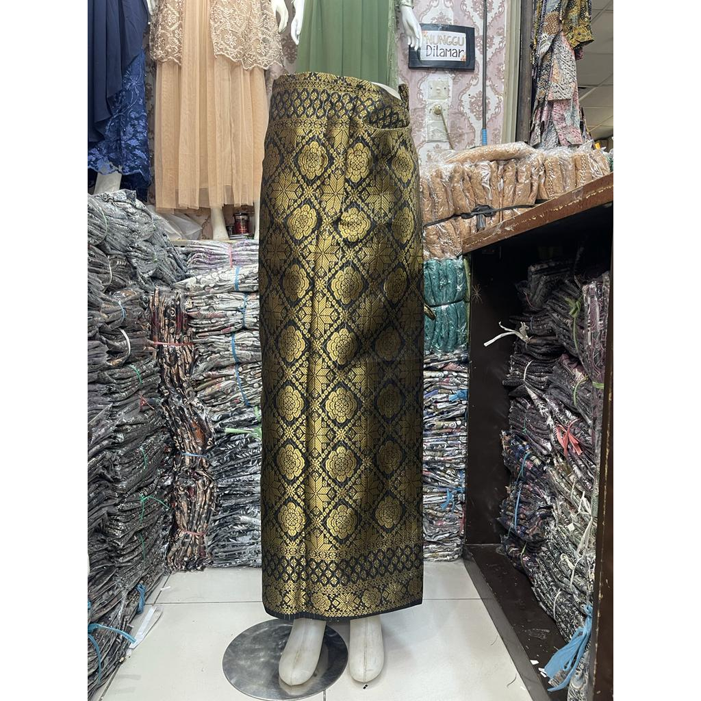 Rok Lilit Songket Bawahan Kebaya / Rok Tenun Songket / Rok Songket / Rok Lilit Bahan Songket Hitam G