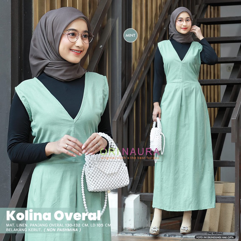 kolina overal gamis belakang kerut original orinaura