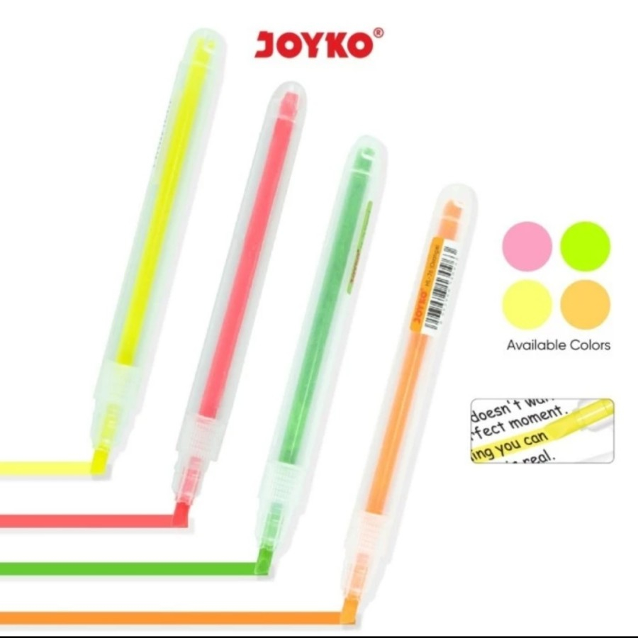 Highlighter Pen Joyko Stabilo Penanda Neon Colour Pen ATK Kantor Tulis