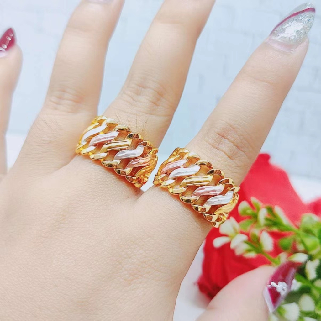 Cincin Dan Gelang Kombinasi R628 Lapis Emas Perhiasan Wanita